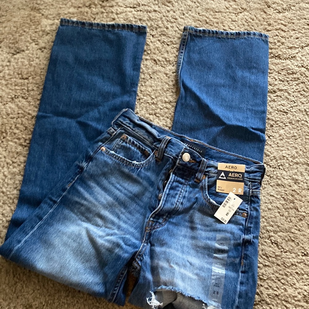 Aeropostale 90’s baggy ripped jeans navy blue
